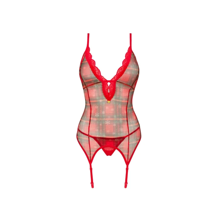 Gorset koronkowy Jollymore XS/S z regulowanymi paskami i złotą zawieszką