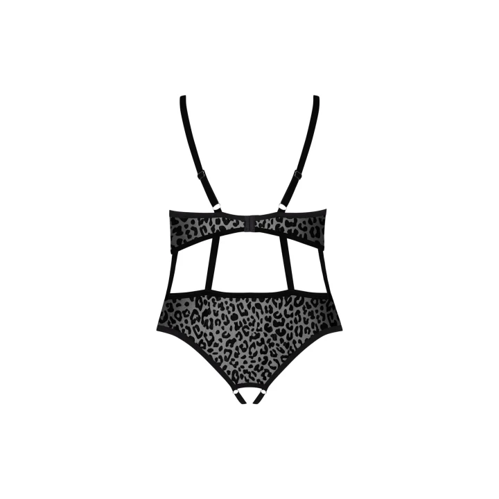 Otwarty body damskie Bielizna-Jagueria 4XL/5XL z efektownym akcentem zwierzęcym