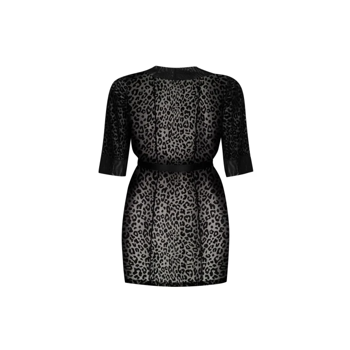 Szlafroczek Bielizna-Jagueria 4XL/5XL z głębokim czarnym kolorem i zwierzęcym printem