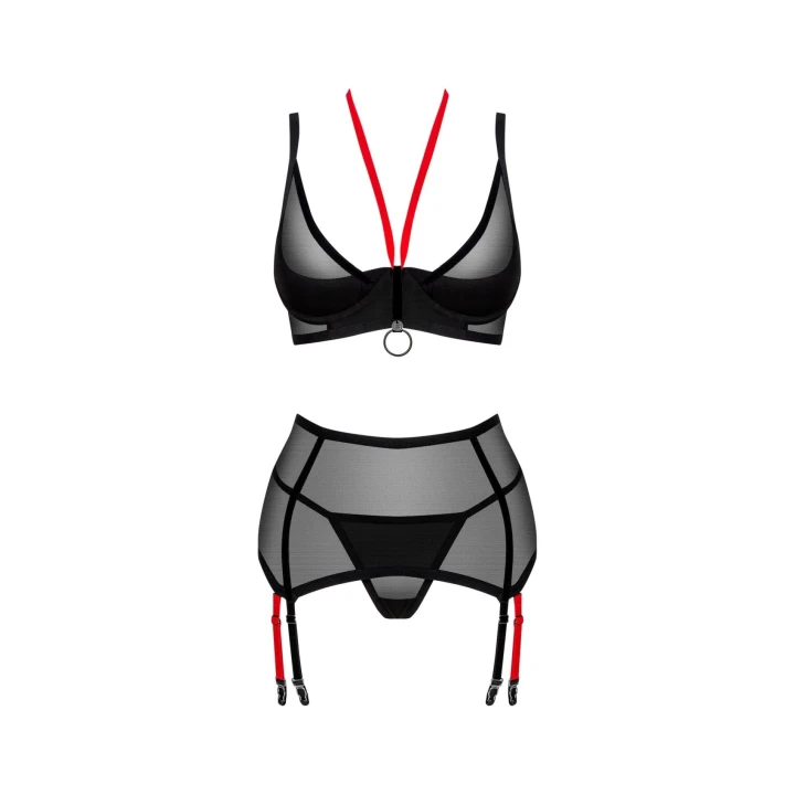 Elegancki, trzyczęściowy komplet bielizny Glandez XL/2XL z regulacją i zmysłowym designem