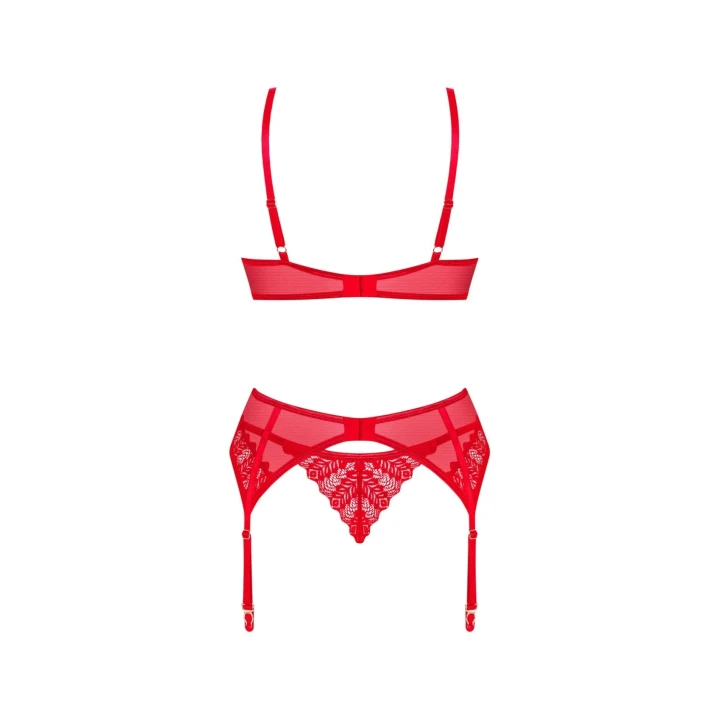 Zmysłowy komplet bielizny Ingridia 3-częściowy XS/S - biustonosz, stringi, pas do pończoch