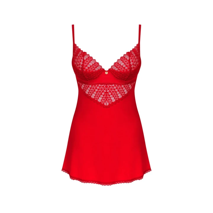 Koszulka nocna z koronką i stringami, XL/2XL, w kolorze czerwonym, Ingridia