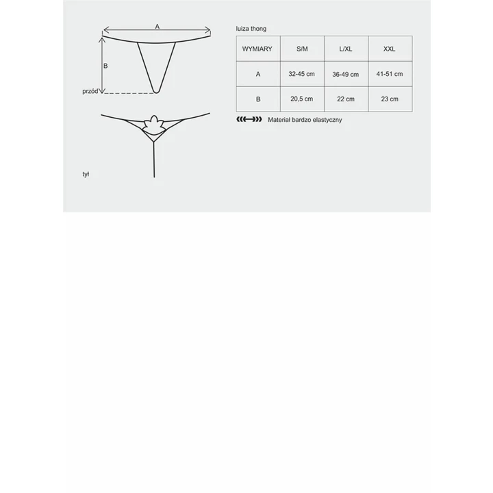 Stringi damskie Bielizna-Luiza czarne L/XL, eleganckie i komfortowe, gipiurowa aplikacja