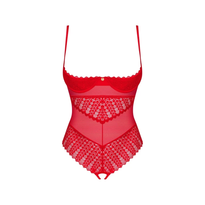 Otwarte body damskie Ingridia w kolorze czerwonym, rozmiar XS/S, koronka i regulowane ramiączka
