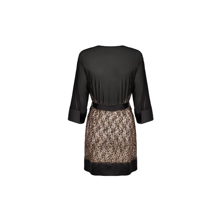 Peniuar damski Allunes 2XL/3XL w głębokiej czerni z elastycznego materiału