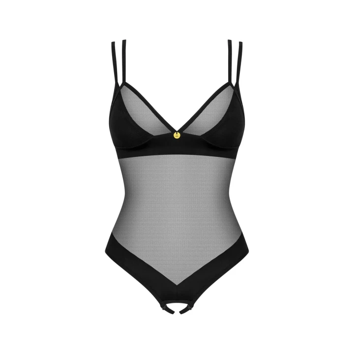 Gorset sensualny z otwartym krokiem Nesari XL/2XL w kolorze czarnym