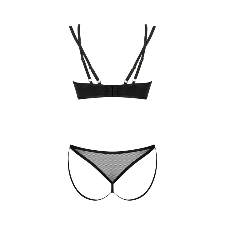 Dwuczęściowy komplet bielizny damskiej Nesari M/L - czarne stringi i biustonosz