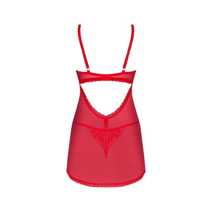 Bielizna erotyczna: Chilisa babydoll z stringami, rozmiar M/L, czerwony kolor, koronkowe detale