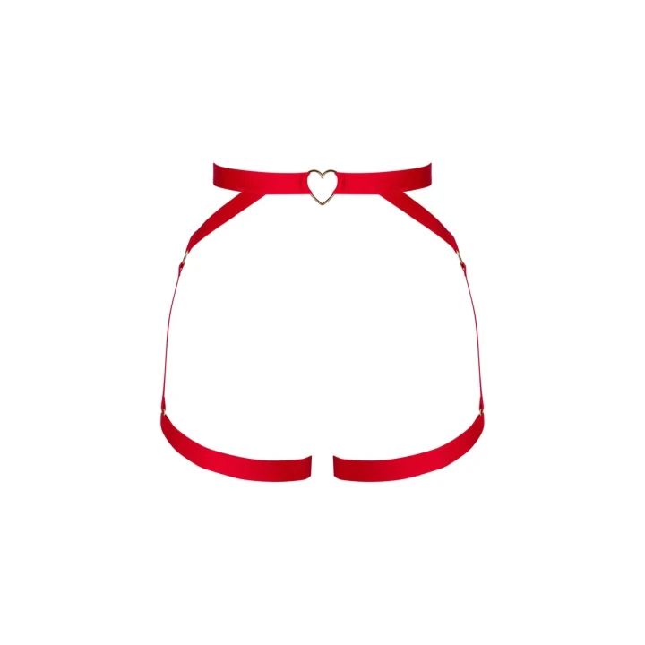 Uprząż erotyczna Elianes M/L w intensywnym czerwonym kolorze z detalem w kształcie serca