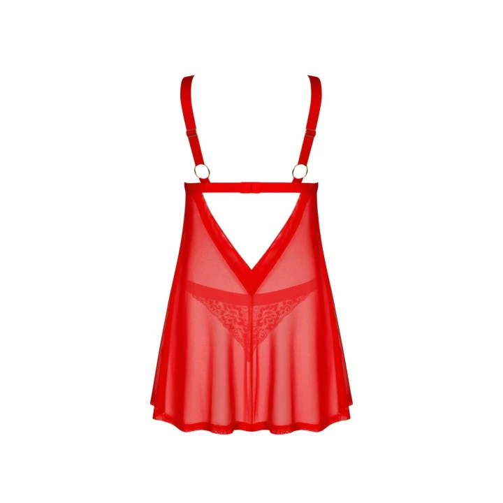 Zestaw koronkowy babydoll i stringi XL/2XL w intensywnym czerwonym kolorze