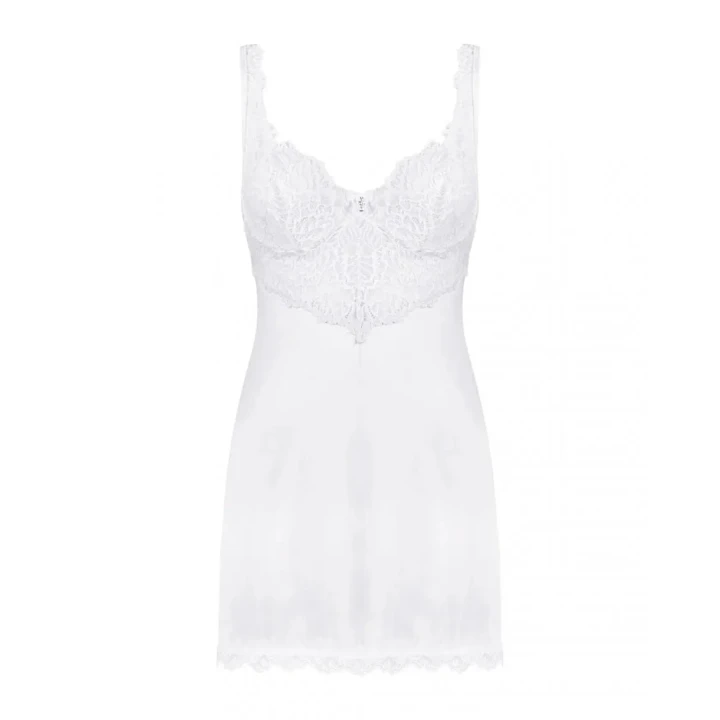 Elegancka bielizna nocna z koronką - koszulka i stringi Bielizna-Amor Blanco L/XL