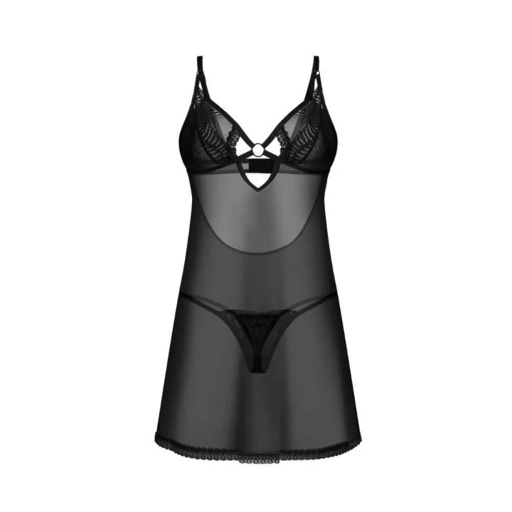 Elegancka koszulka z stringami Alliane, rozmiar 2XL/3XL, siateczka, regulowane ramiączka