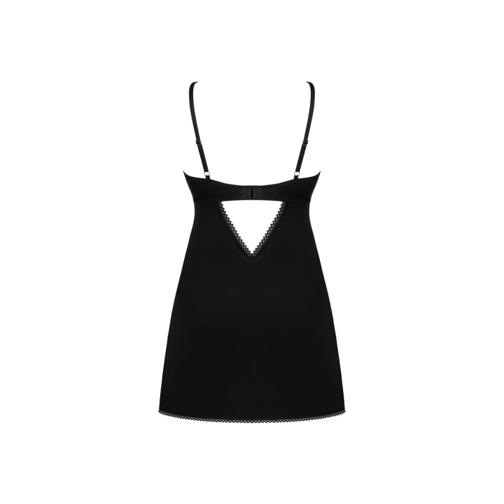 Elegancka czarna koszulka nocna z koronką i stringami Rosenty XL/2XL