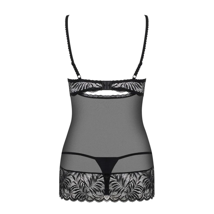 Babydoll czarny Contica z stringami L/XL - elegancja i zmysłowość dla kobiet