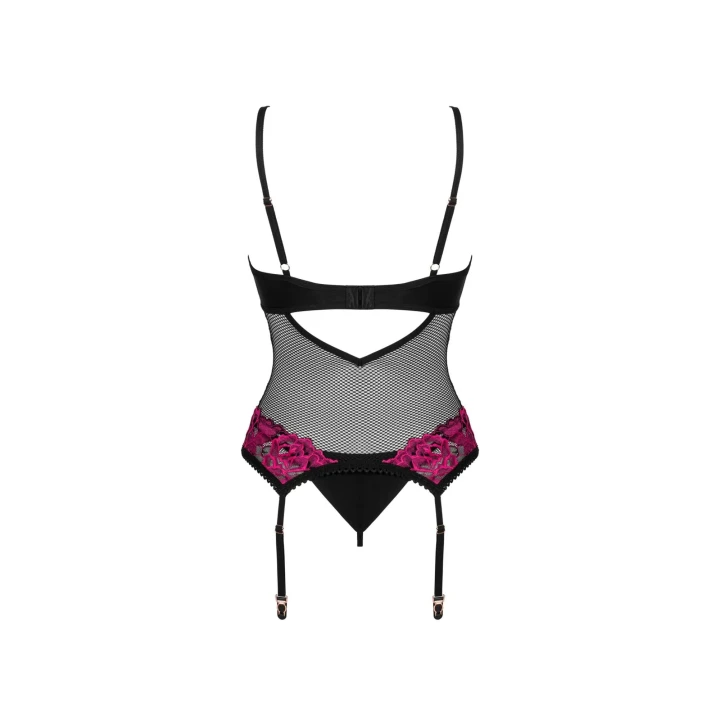 Gorset koronkowy Rosenty XS/S z regulowanymi ramiączkami i kwiatowym wzorem
