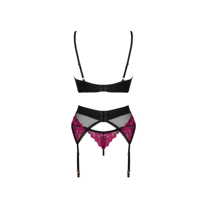 Komplet bielizny ekskluzywnej Rosenty 3-częściowy XS/S z kwiatowym wzorem