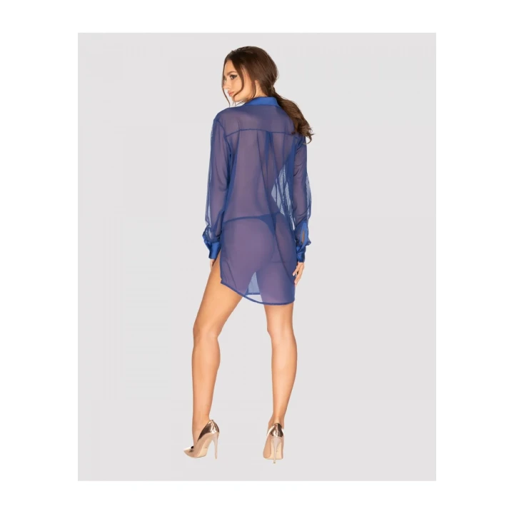 Elegancka babydoll w kolorze niebieskim Bielizna-Stellya XS/S z satynowymi wstawkami