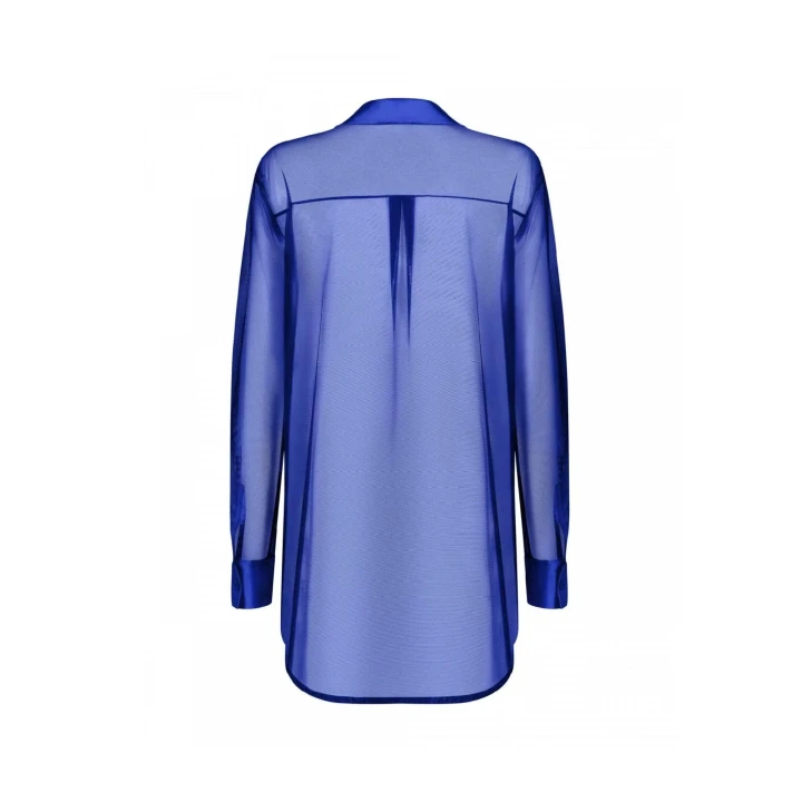 Elegancka babydoll w kolorze niebieskim Bielizna-Stellya XS/S z satynowymi wstawkami