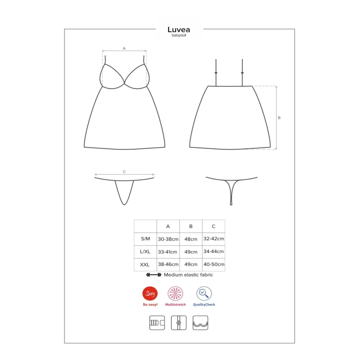 Bielizna: Czarny babydoll Luvae z regulowanymi ramiączkami i stringami XXL