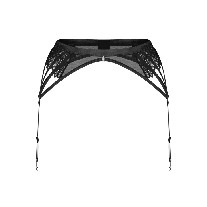 Pas do pończoch Donarella, rozmiar M/L, czarny, minimalistyczny design, regulowane paski