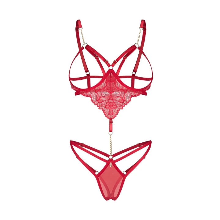 Otwarty body Matildea L/XL z koronką, regulowanymi ramiączkami i fiszbinami