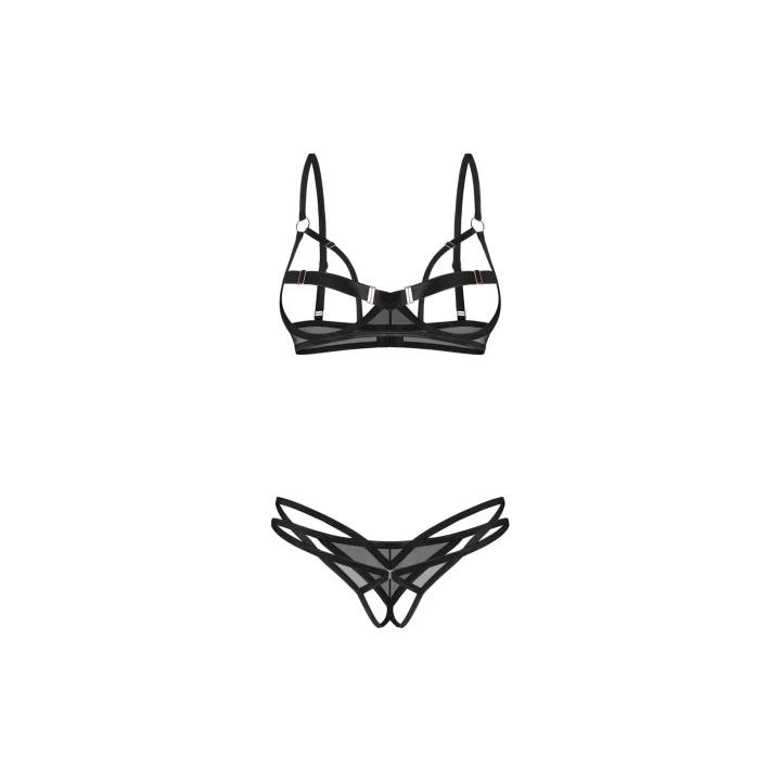 Komplet bielizny XL/2XL Euridia: elegancki, otwarty set z stringami i biustonoszem