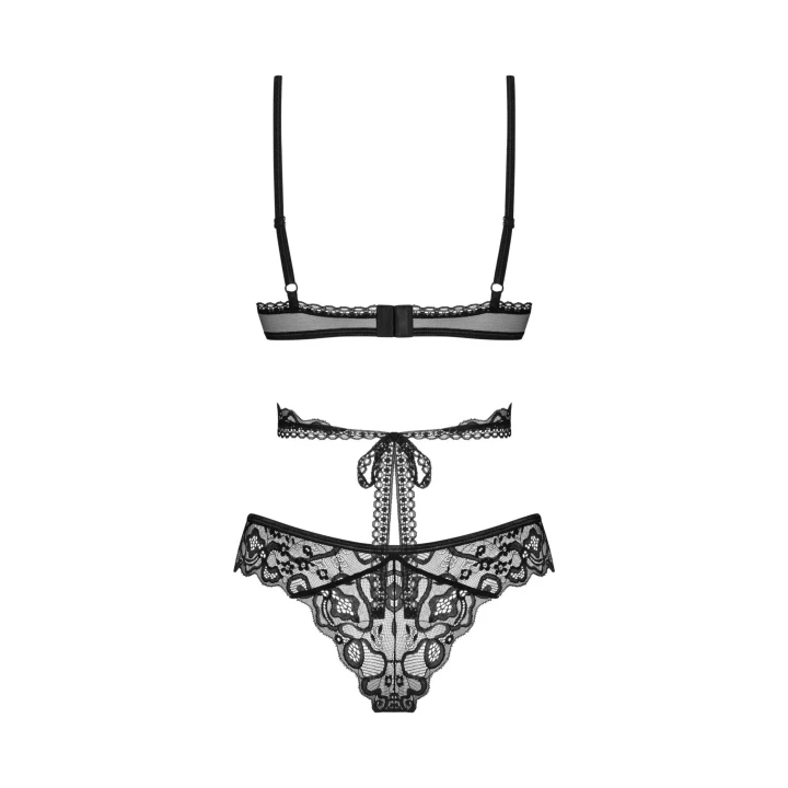 Dwuczęściowy zestaw bielizny Blomentis XL/2XL - stanik i figi, czarny z koronką