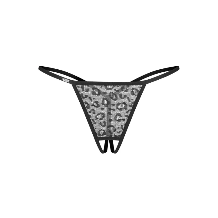 Zestaw biustonoszy stringi otwarte L/XL – model koronkowy i panterka, 2-pak