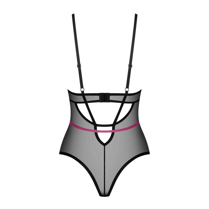 Kuszące body z fiszbinami dla kobiet w rozmiarze XL/2XL z prześwitującej tkaniny