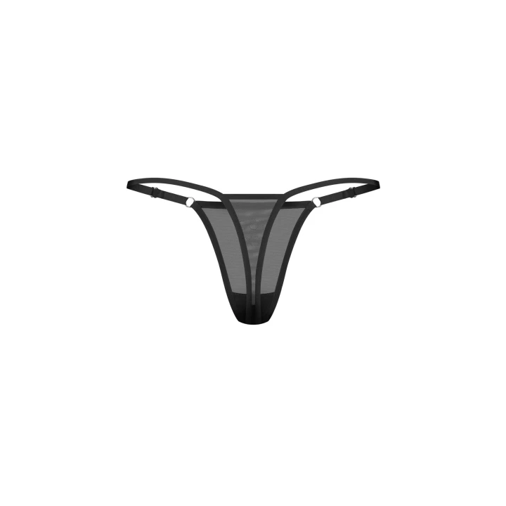 Stringi Violami Sexy S/M z przezroczystej siateczki, regulowane, z napisem 