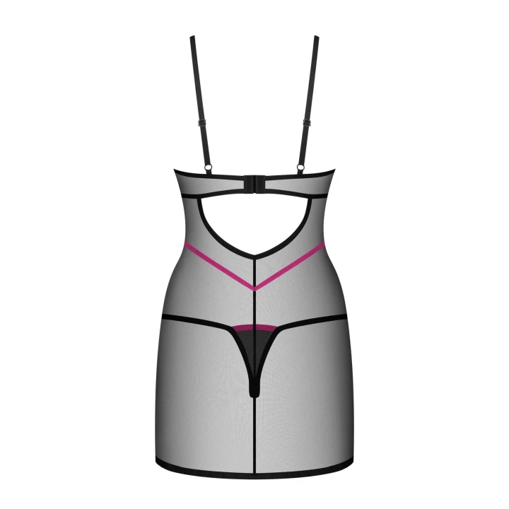 Zmysłowy komplet bielizny nocnej: koszulka i stringi Novenes M/L w eleganckim czarnym kolorze