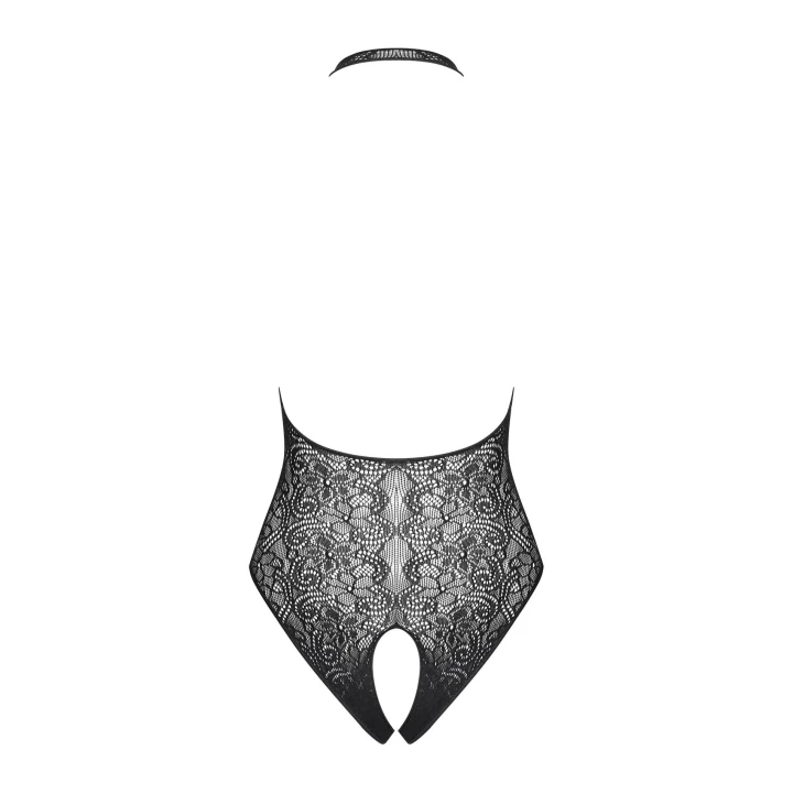 Body damskie B113 z kwiatowym wzorem, rozmiary S/M/L, czarne, z odkrytymi plecami