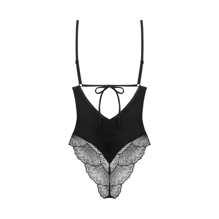 Eleganckie body damskie Lobellis XL/2XL z koronkowymi detalami w kolorze czarnym