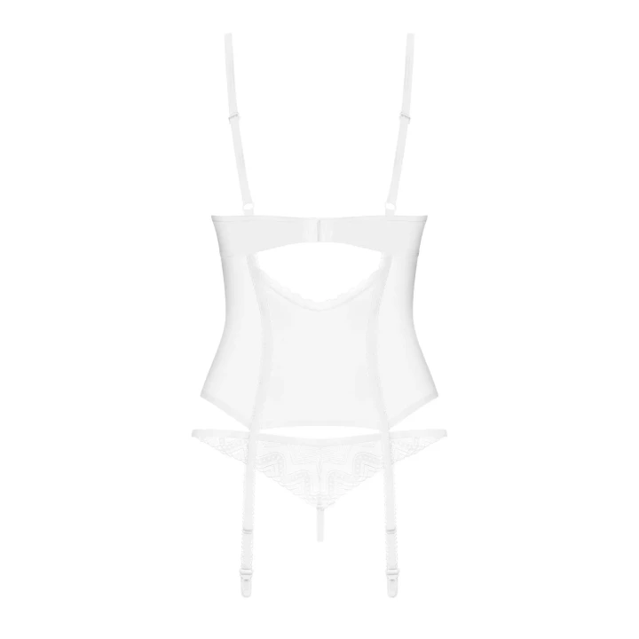 Zmysłowy gorset z koronkowymi wstawkami i stringami XL/2XL w eleganckim białym kolorze