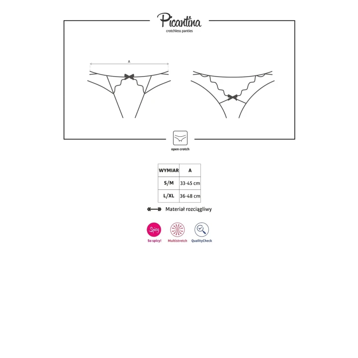 Stringi otwarte S/M z koronką Bielizna-Picantina - elegancka bielizna damska