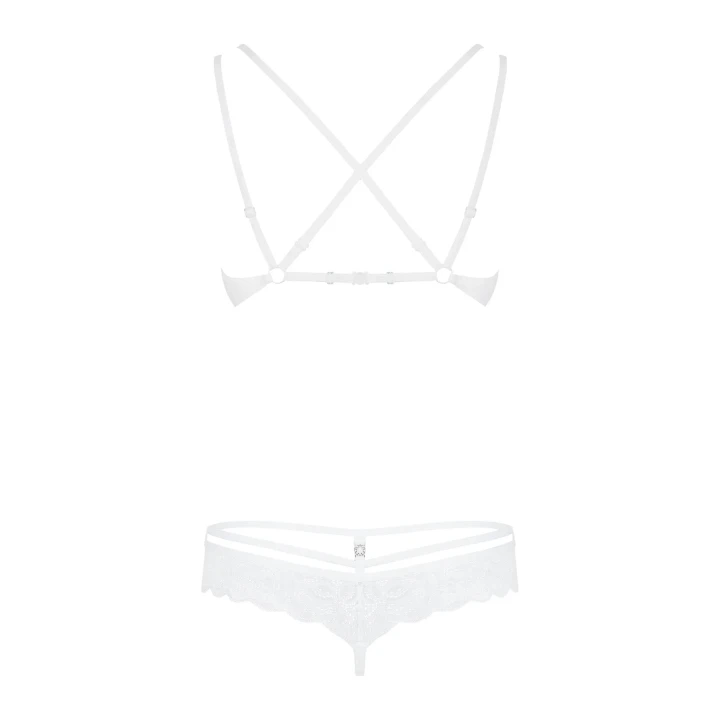 Bielizna damska 2-częściowa S/M w białym kolorze z koronkowym motywem różyczek