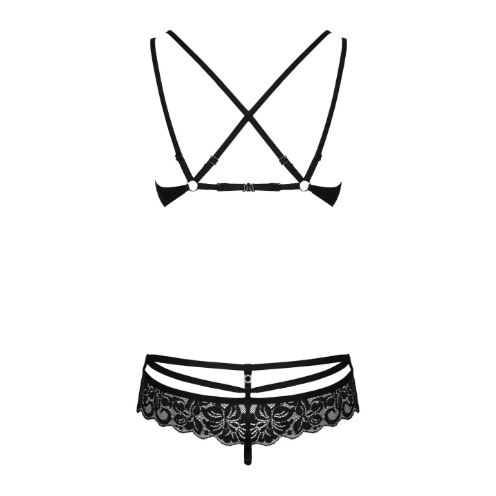 Dwuczęściowy komplet bielizny koronkowej w kolorze czarnym L/XL - Bielizna-860-SET-1