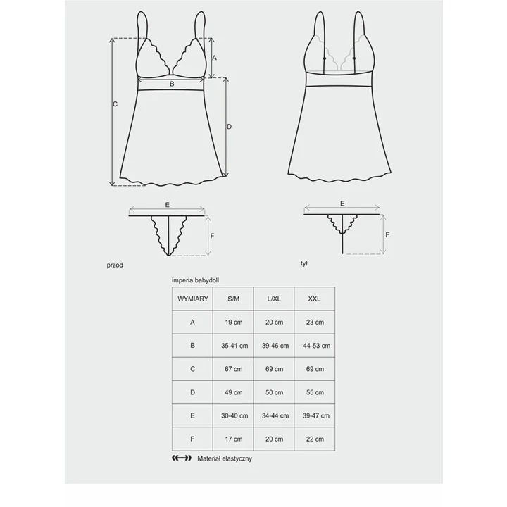 Bielizna babydoll z stringami Bielizna-Imperia w rozmiarze S/M, koronkowe detale, zmysłowy styl