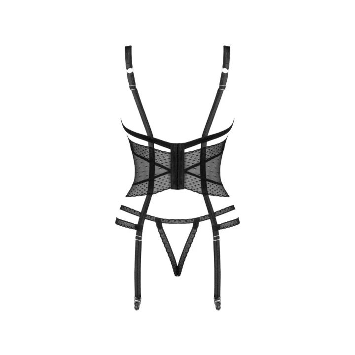 Seksowny gorset Lanelia XS/S z siateczką i regulowanymi paskami do pończoch