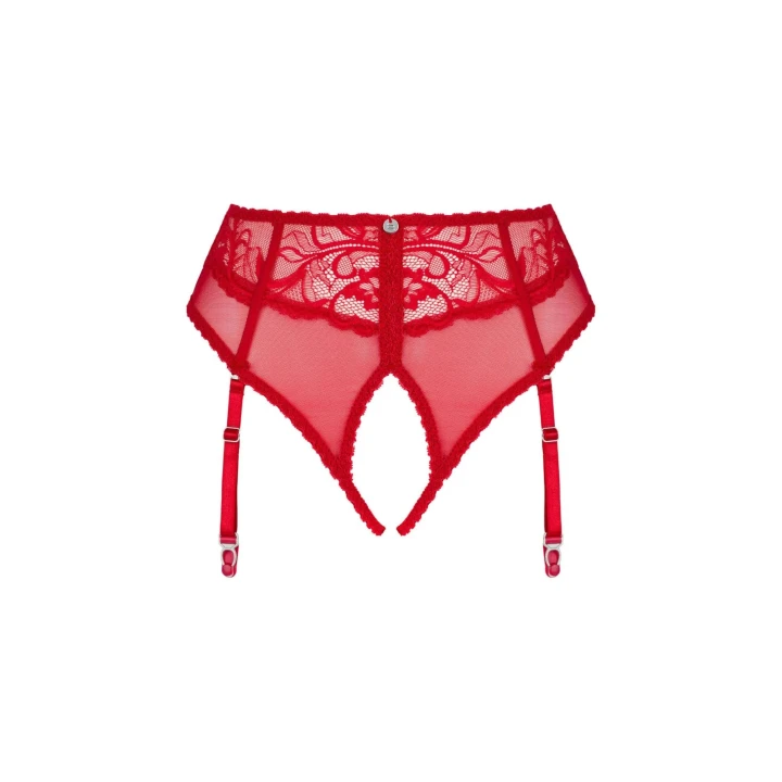 Figi z paskami do pończoch Dagmarie w kolorze czerwonym M/L z koronką