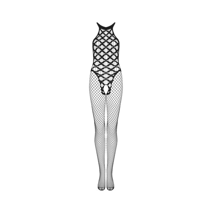 Bodystocking G332 - czarny model S/M/L z elastycznymi detalami i otwartym krokiem