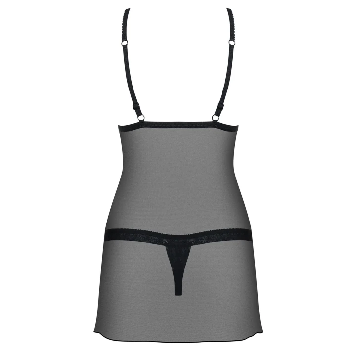 Elegancka bielizna damska - koszulka z koronką i stringi S/M Bielizna-865-CHE-1