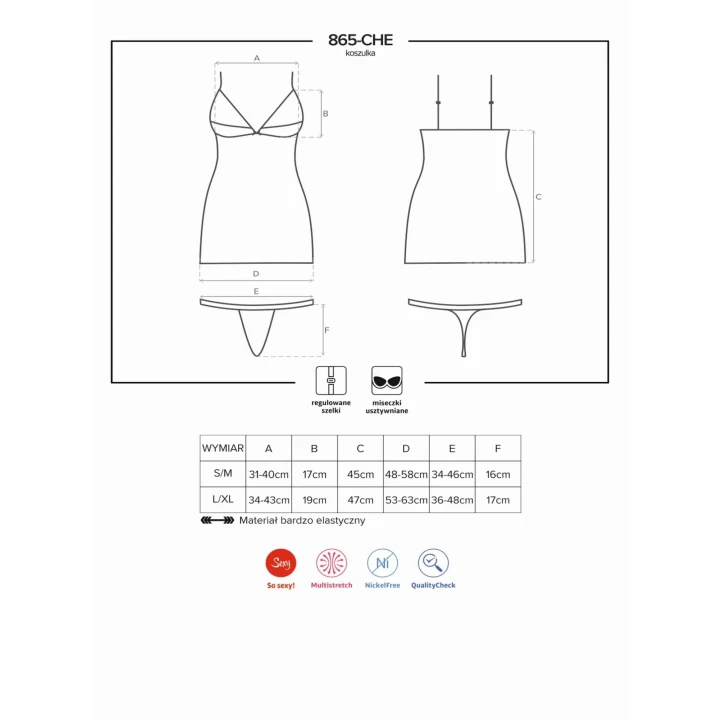 Elegancka bielizna damska - koszulka z koronką i stringi S/M Bielizna-865-CHE-1