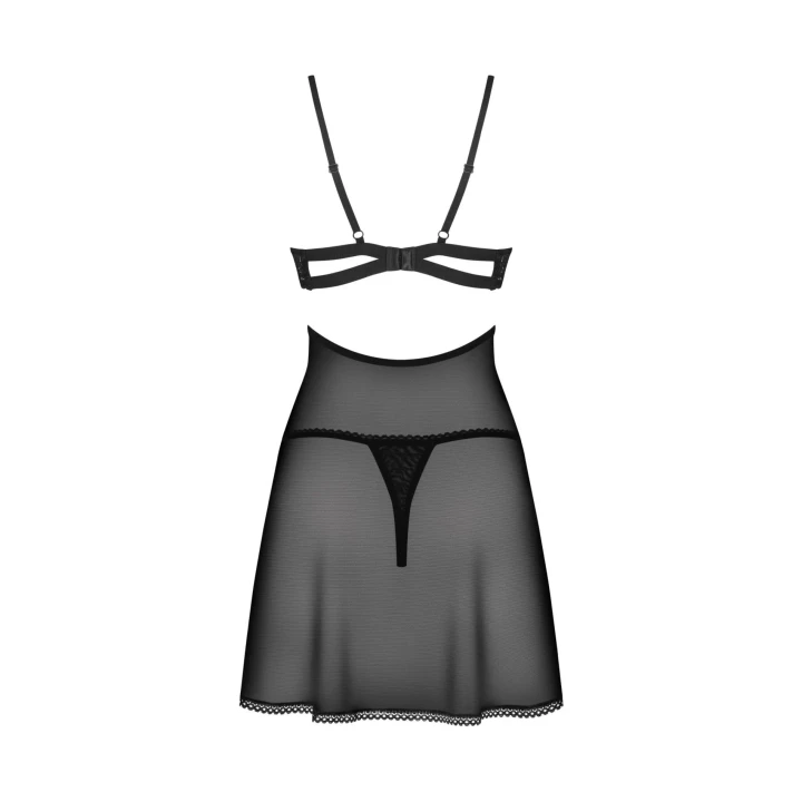 Bielizna nocna babydoll z stringami Nutris M/L z koronkowymi detalami