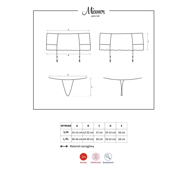 Pas do pończoch Miamor z regulowanymi stringami L/XL - elegancka bielizna damska