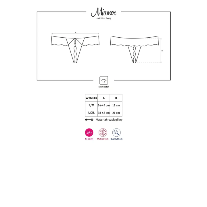 Stringi otwarte Bielizna-Miamor L/XL - seksowna bielizna z koronkowymi detalami
