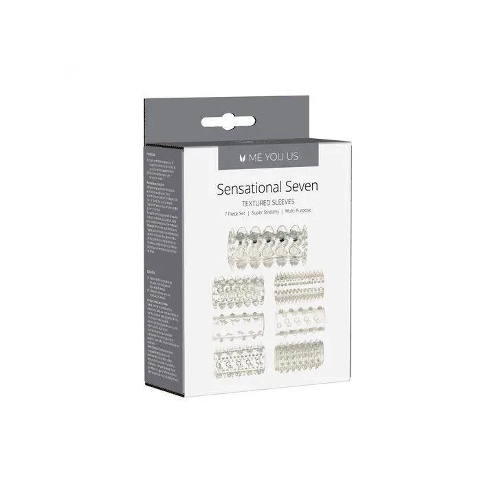 Rękawy stymulujące - Me You Us Sensual Seven, przezroczyste, 7 teksturowanych modeli