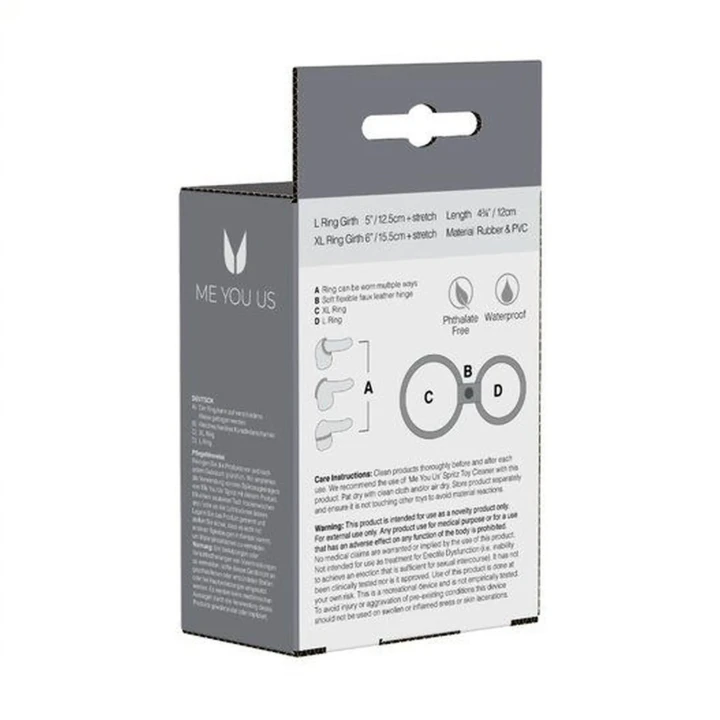 Podwójny pierścień erekcyjny Me You Us w kolorze czarnym - dla par, zwiększający doznania