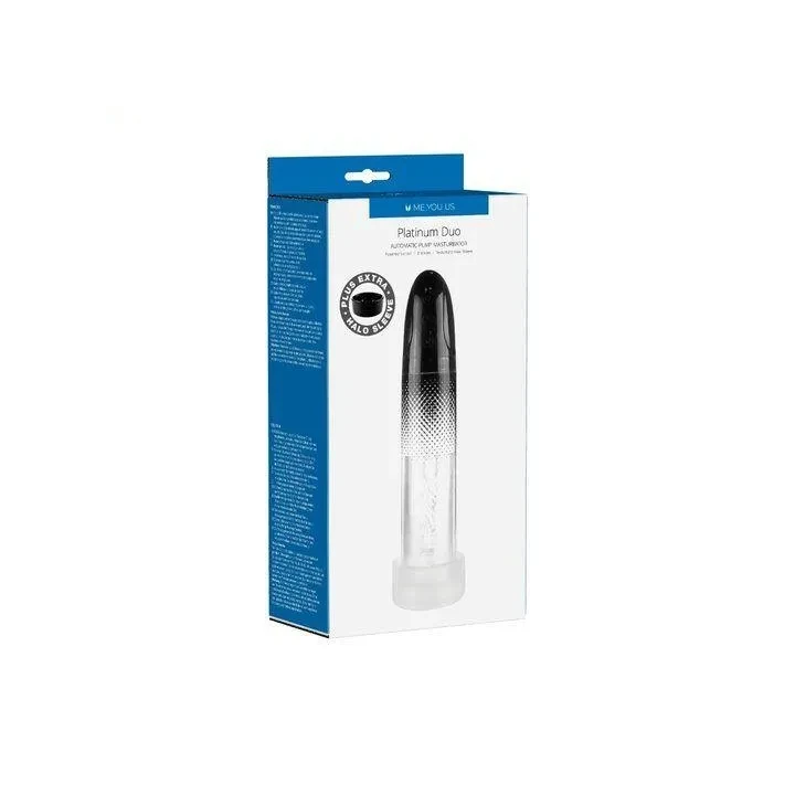 Automatyczny masturbator z funkcją pompowania Me You Us Platinum Duo przezroczysty/czarny