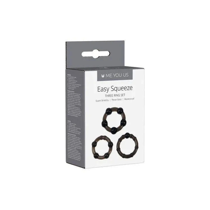 Zestaw pierścieni erekcyjnych Me You Us Easy Squeeze w kolorze czarnym, 3 rozmiary